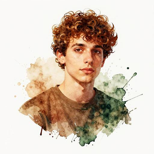 Stylized Watercolor Portrait of Young Man