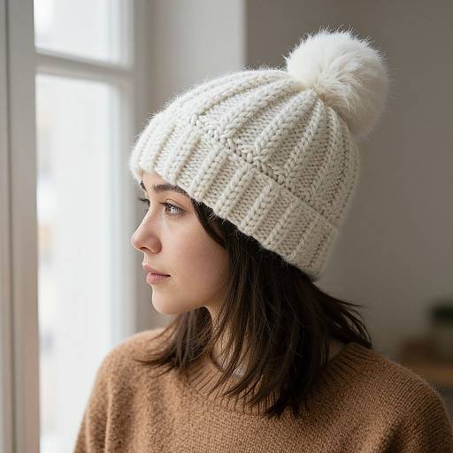 Woman in Hand-Knitted Qiviut Beanie