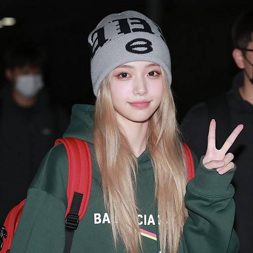 Young Woman Peace Sign Portrait