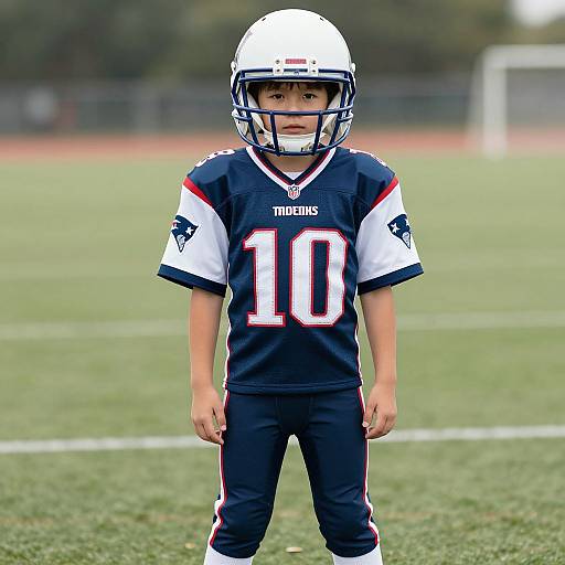 Kid in NFL Patriots Football Costume