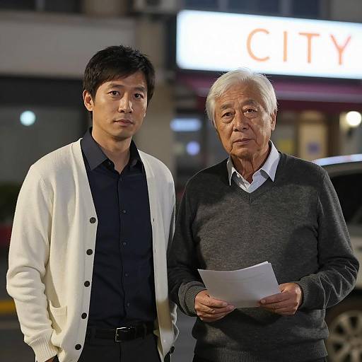 Nighttime Urban Portrait of Two Men