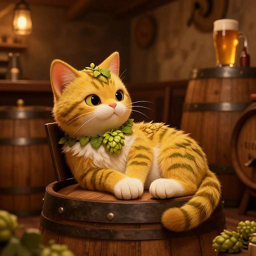 Whimsical Hopcat in Rustic Brewery