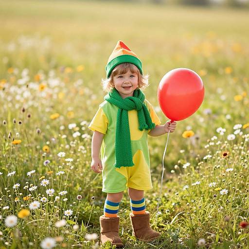 Joyful Child in Sunny Meadow