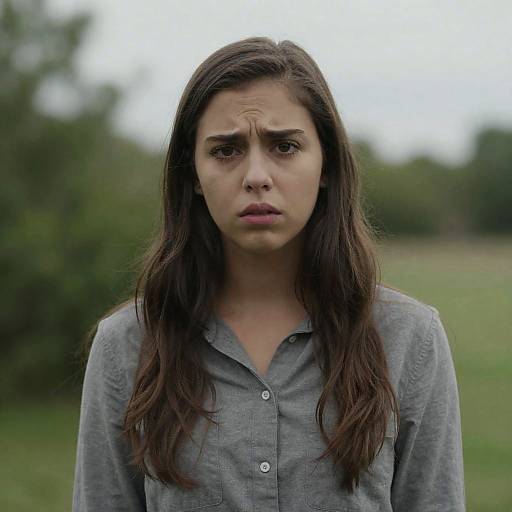 Concerned Young Woman in Nature