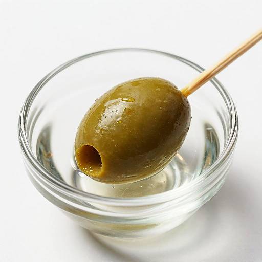 Close-Up Green Olive in Glass Bowl