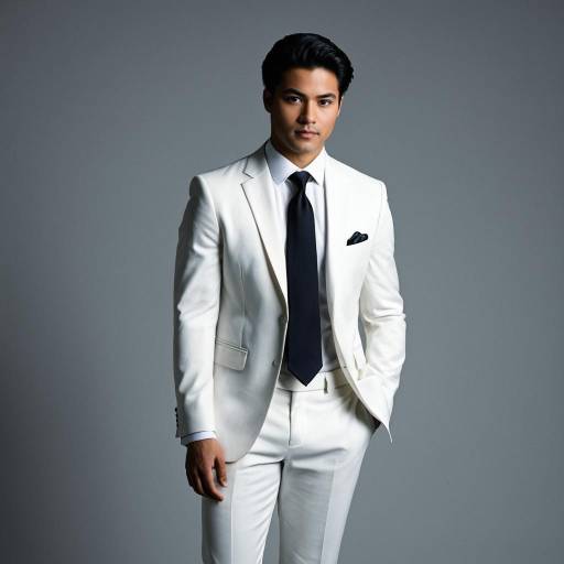 Man in White Formal Suit with Black Tie