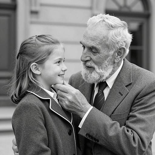 Gentle Moment: Elderly Man and Girl