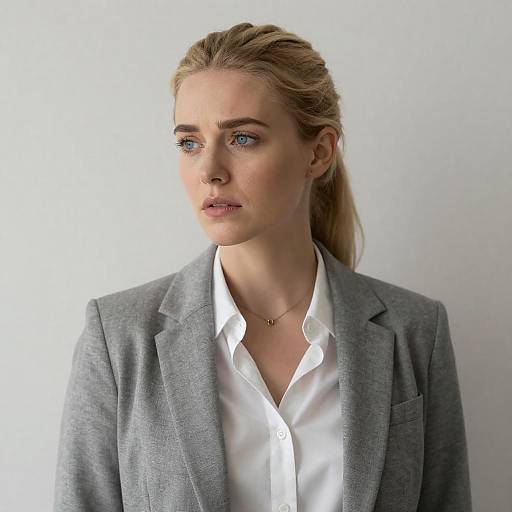 Blonde Woman in Gray Blazer Portrait