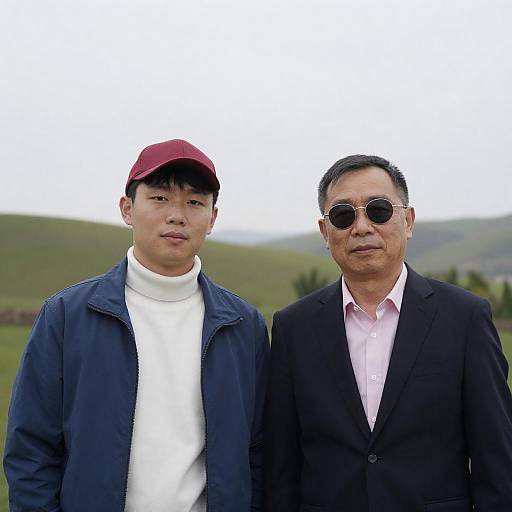 Asian Men Outdoors in Casual and Formal Attire