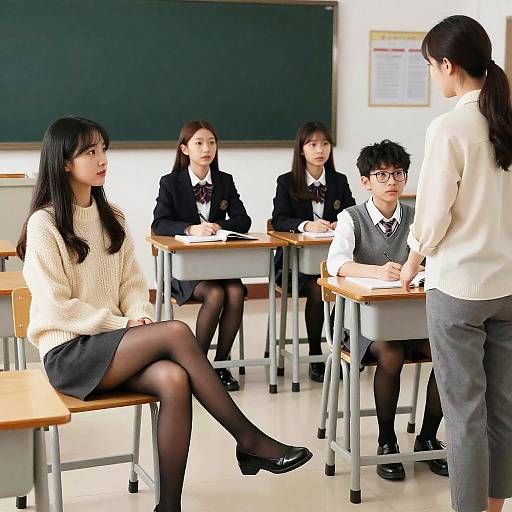 Realistic University Classroom Group Portrait