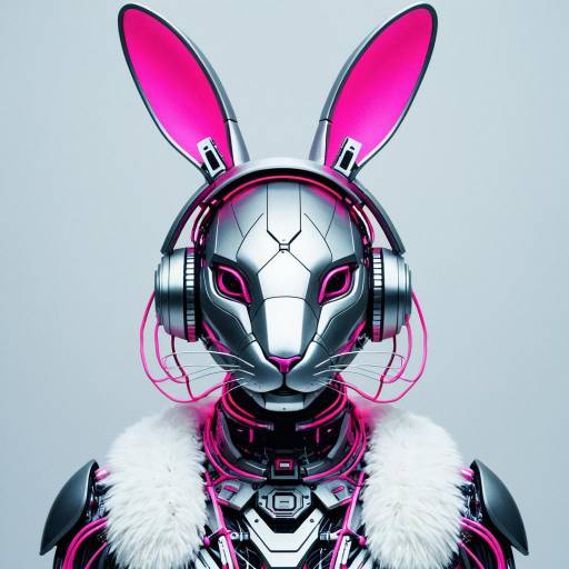 Futuristic Humanoid Robot Rabbit Portrait
