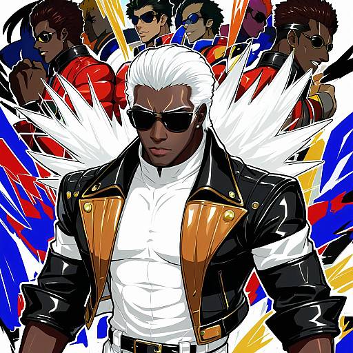 Illustration of K' (kof), the king of fighters in the style of Bowalia