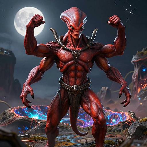 Red Four-Armed Alien Warrior