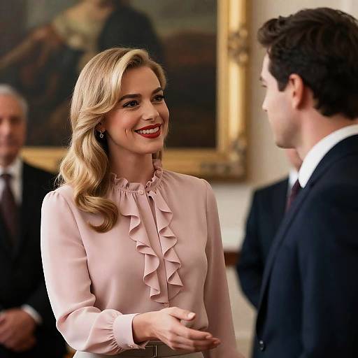 Charming Woman in Pink Blouse and Suit