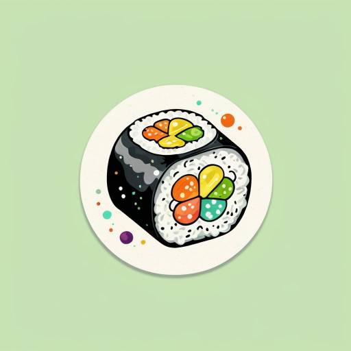 Colorful Sushi Roll Sticker Illustration