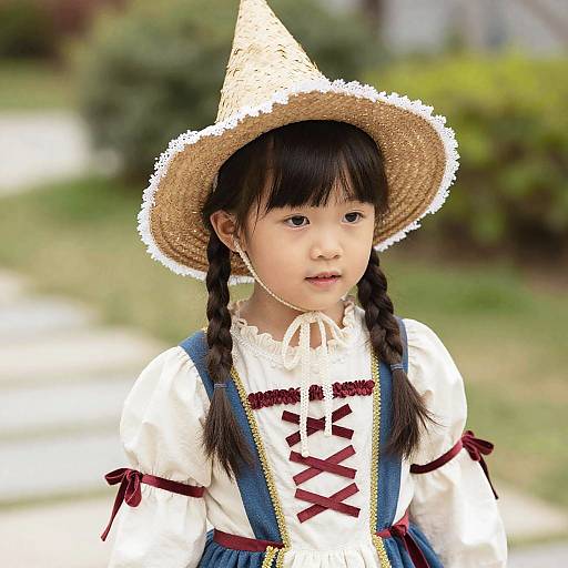 Renaissance Toddler Girl in Braided Hat