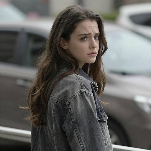 Young Woman in Denim Jacket Portrait
