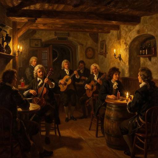 18th-Century Tavern Oil Painting