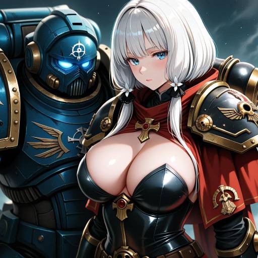 Illustration of Adepta sororitas, warhammer 40k in the style of Yuuka nonoko