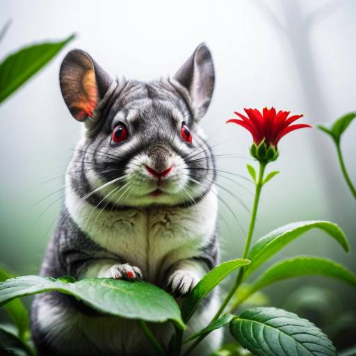 Glowing Chinchilla Among Enchanted Flowers