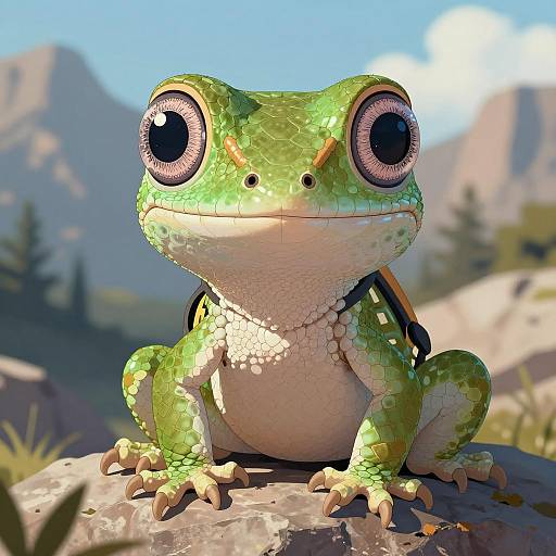 Mountain Trekking Anthro Anole Illustration