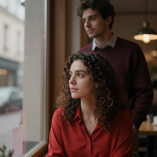 Pensive Woman at Café Window
