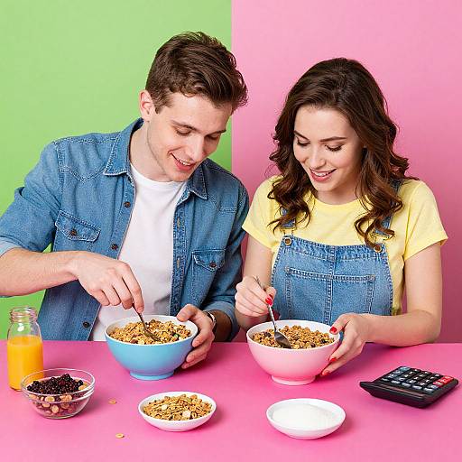 Pop Art Couple Mixing Granola