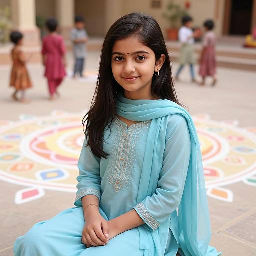 Gemini AI Girl in Traditional Courtyard