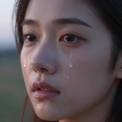 Melancholic Tears at Sunset Portrait