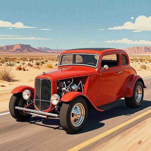 Rockabilly Hot Rod Desert Illustration