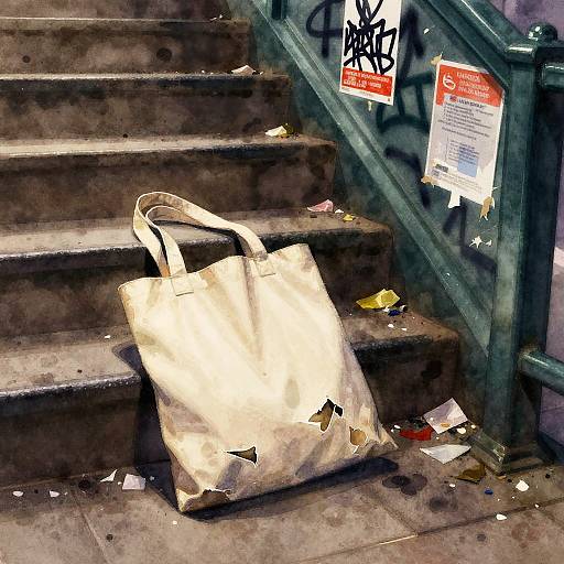 Realistic Watercolor Urban Tote Scene