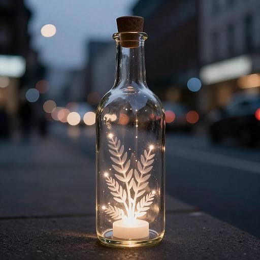 Glass Bottle Nightlight on City Street
