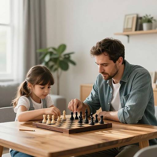 Father and Daughter Playing Chess