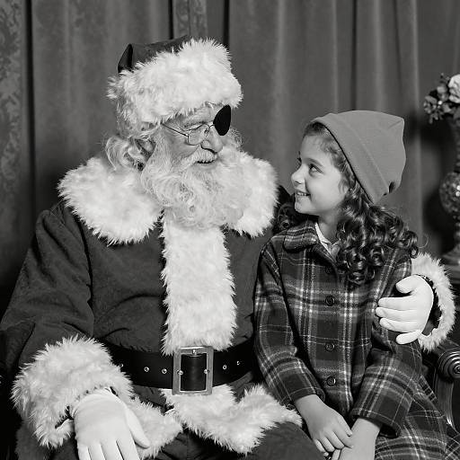 Whimsical Elderly Santa and Young Girl