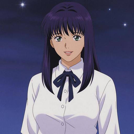 1990s Style Portrait of Purple-Haired Girl