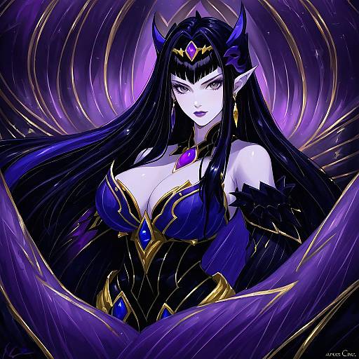 Illustration of Morgana (league of legends), league of legends in the style of Echo (circa)