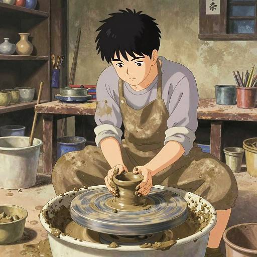 Nostalgic Manga Potter at Work