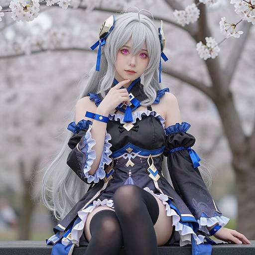 Anime Cosplayer with Silver Hair