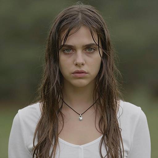 Serious Young Woman with Wet Hair