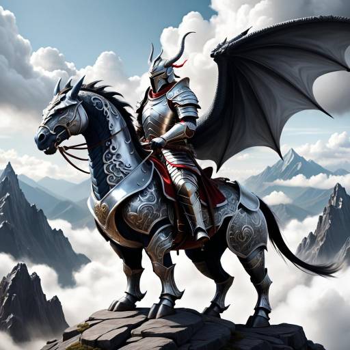 Valiant Dragon Rider on Cloudy Mountain