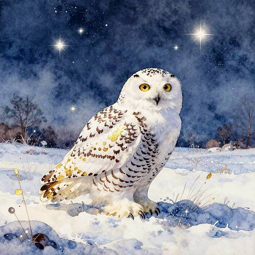 Snowy Owl in Enchanted Winter Tundra