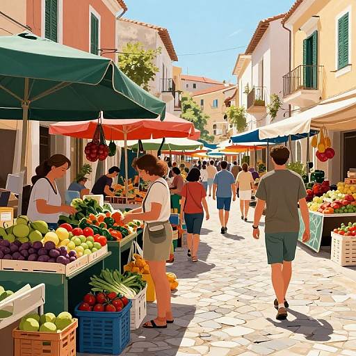 Mediterranean Street Market in Summer