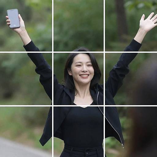 Woman in Black Jacket in Forest