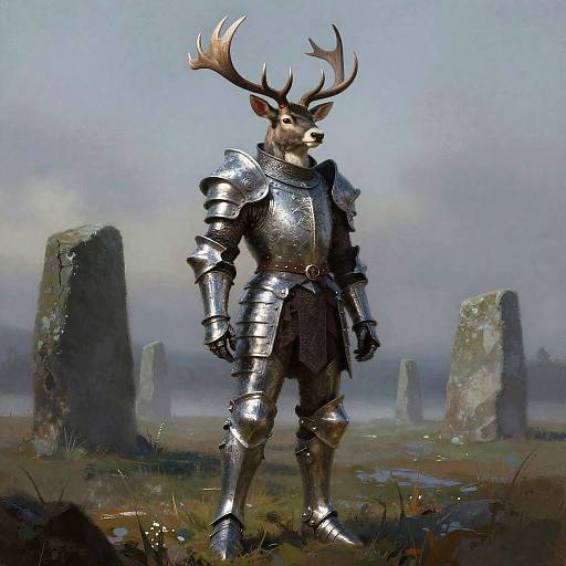 Noble Stag Paladin Among Standing Stones