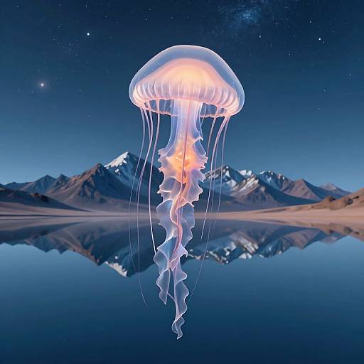 Giant Jellyfish Over Mirrored Desert
