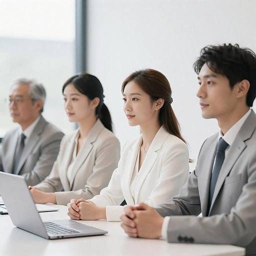 Four Professionals in Modern White Office