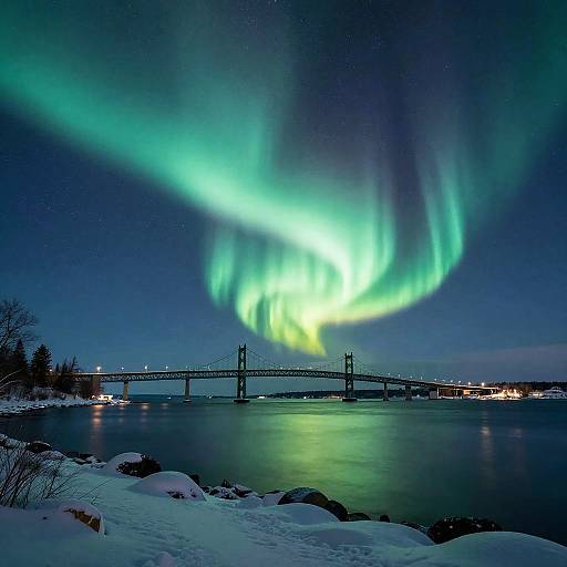 Mackinac Bridge Under Northern Lights