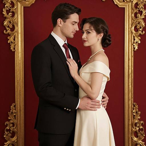 Elegant Vintage Couple Embrace