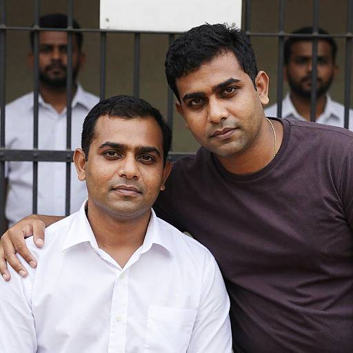 Indoor Scene with Two Men and Cage