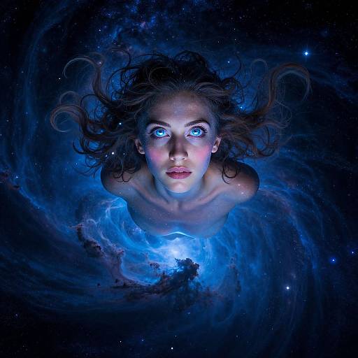 Ethereal Woman in Cosmic Nebula